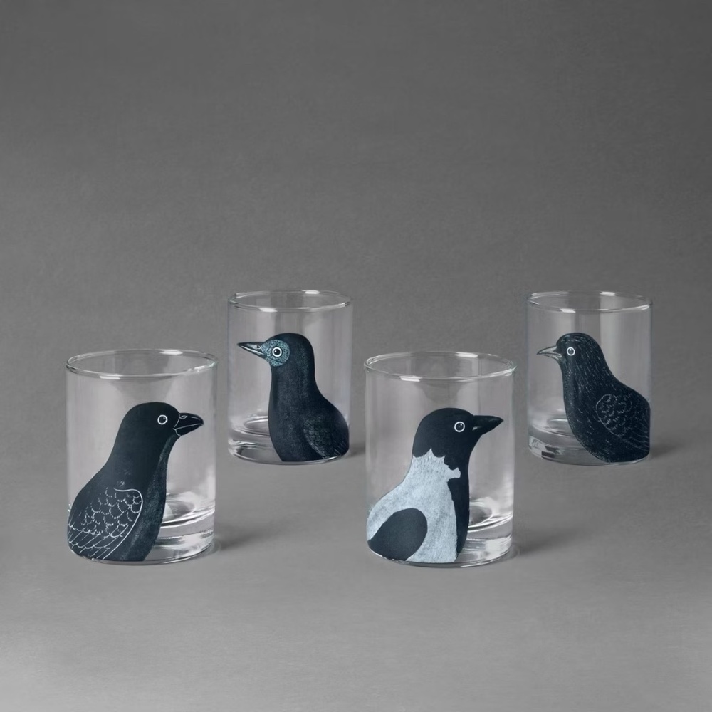 Midnight Dreary Black Bird Highball Glass Set - John Derian For Target